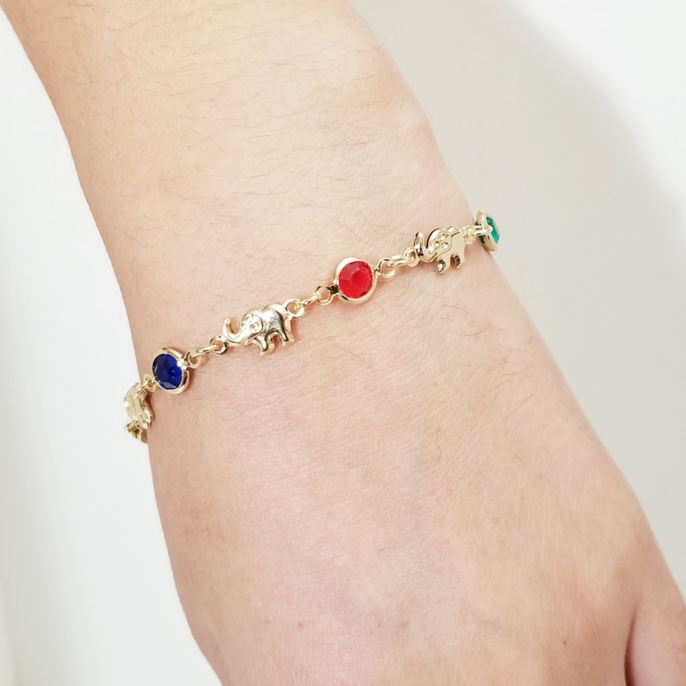 Elephant Women's Bracelet. 14K Gold Plated. New